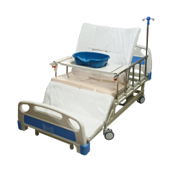 Cama de hospital eléctrica con cómodo, colchón, barandal, mesa